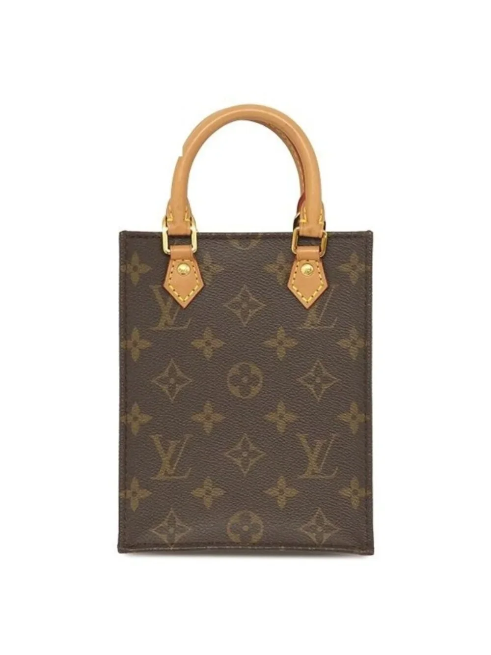 Louis Vuitton Bag Petite Sac Plat Monogram Canvas Gold Handbag Shoulder Vintage